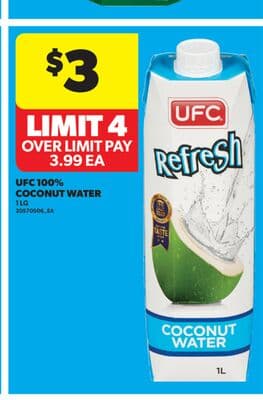 UFC 100% COCONUT WATER, 1 LG