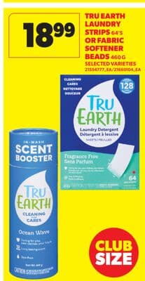 TRU EARTH LAUNDRY STRIPS 64' S OR FABRIC SOFTENER BEADS 460 G