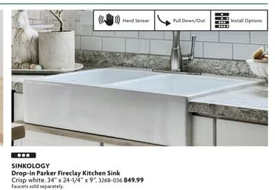 Drop-in Parker Fireclay Kitchen Sink