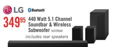 LG 5.1 CH Bluetooth Dolby Digital Soundbar with Rear Speakers and Wireless Subwoofer (S60TR.ACANLLK)