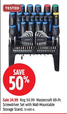 Mastercraft Screwdriver Set with Wall-Mountable Storage Stand
