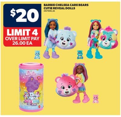 BARBIE CHELSEA CARE BEARS CUTIE REVEAL DOLLS