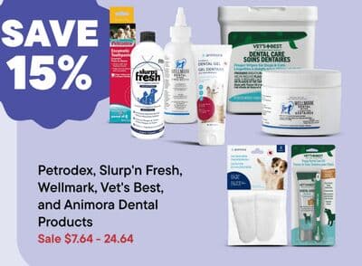Petrodex, Slurp'n Fresh, Wellmark, Vet's Best, and Animora Dental Products
