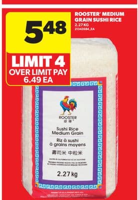ROOSTER® MEDIUM GRAIN SUSHI RICE, 2.27 KG