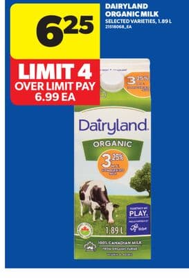 DAIRYLAND ORGANIC MILK, 1.89 L