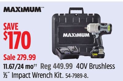 MAXIMUM 40V Brushless 1⁄2˝ Impact Wrench Kit