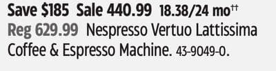 Nespresso Vertuo Lattissima Coffee & Espresso Machine.