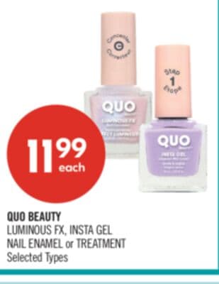 QUO BEAUTY LUMINOUS FX, INSTA GEL NAIL ENAMEL or TREATMENT
