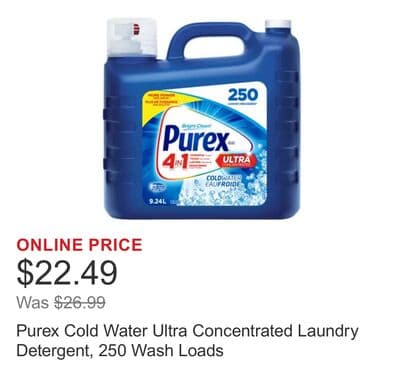 Purex Cold Water Ultra Concentrated Laundry Detergent, 250 Wash Loads