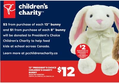 12" PRESIDENT'S CHOICE CHILDREN'S CHARITY BUNNY