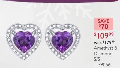 Sterling Silver Amethyst & 0.013CTW Diamond Earrings