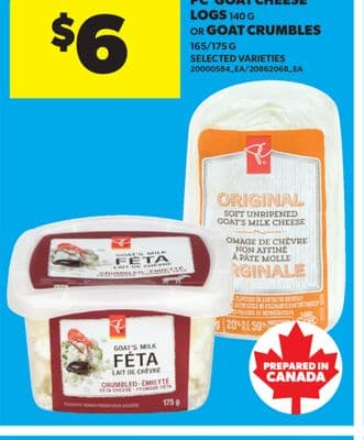 PC® GOAT CHEESE LOGS 140 G OR GOAT CRUMBLES 165/175 G
