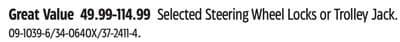 Certified Selected Steering Wheel Locks or Trolley Jack