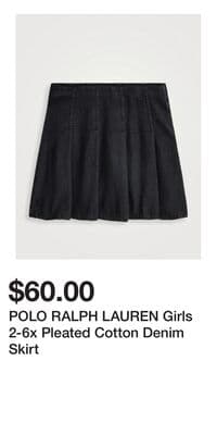 POLO RALPH LAUREN Girls 2-6x Pleated Cotton Denim Skirt