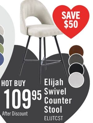 Elijah Counter-Height Stool with Swivel Seat & Linen-Look Fabric, 26"H, Metal - Taupe