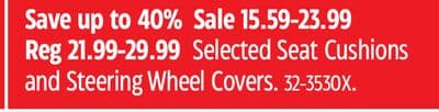 Selected Seat Cushions and Steering Wheel Covers
