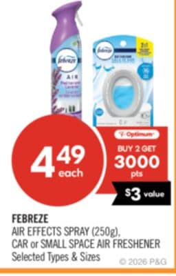 FEBREZE AIR EFFECTS SPRAY (250g), CAR or SMALL SPACE AIR FRESHENER
