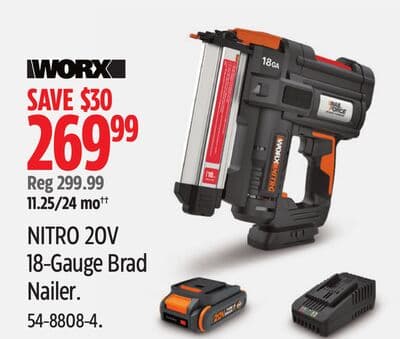 WORX NITRO 20V 18-Gauge Brad Nailer.