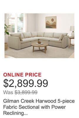 Gilman Creek Harwood 5-piece Fabric Sectional with Power Reclining Footrests