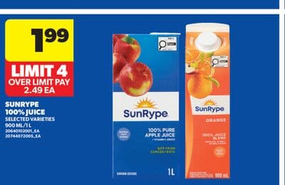 SUNRYPE 100% JUICE, 900 ML/1 L