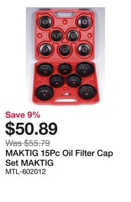 MAKTIG 15Pc Oil Filter Cap Set