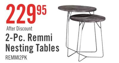 Remmi 18" 2-Pack Nesting Accent Tables - Sand grey and gun metal grey