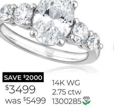 New Brilliance Lab Grown 2.75CTW Oval Diamond Bridal Ring in 14K White Gold