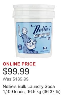 Nellie's Bulk Laundry Soda 1,100 loads, 16.5 kg (36.37 lb)