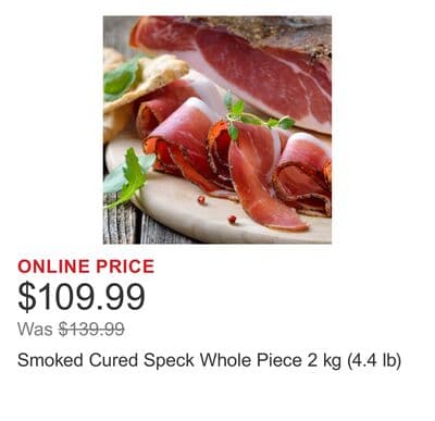 Smoked Cured Speck Whole Piece 2 kg (4.4 lb)