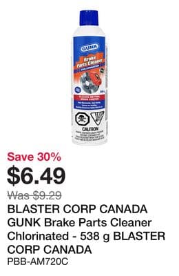 BLASTER CORP CANADA GUNK Brake Parts Cleaner Chlorinated - 538 g