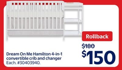 Dream On Me Hamilton 4-in-1 convertible crib and changer