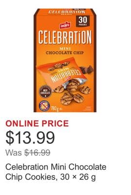 Celebration Mini Chocolate Chip Cookies, 30 × 26 g