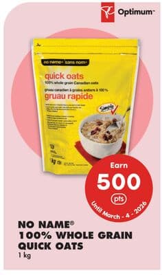 NO NAME® 100% WHOLE GRAIN QUICK OATS, 1 KG