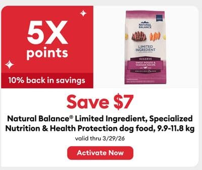 Earn 5X points Save $7 Natural Balance Limited Ingredient, Specialized Nutrition & Health Protection dog food