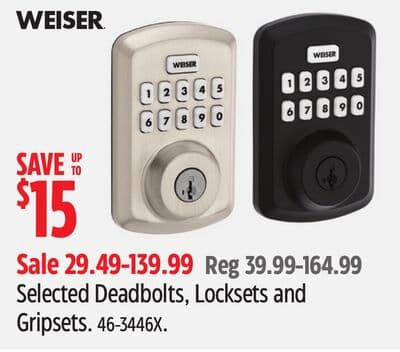 Weiser Selected Deadbolts, Locksets and Gripsets