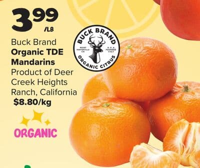 Buck Brand Organic TDE Mandarins
