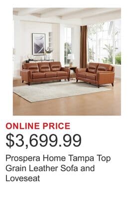 Prospera Home Tampa Top Grain Leather Sofa and Loveseat