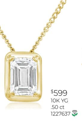 New Brilliance Lab Grown 0.50CT Diamond Solitaire Pendant in 10K Yellow Gold